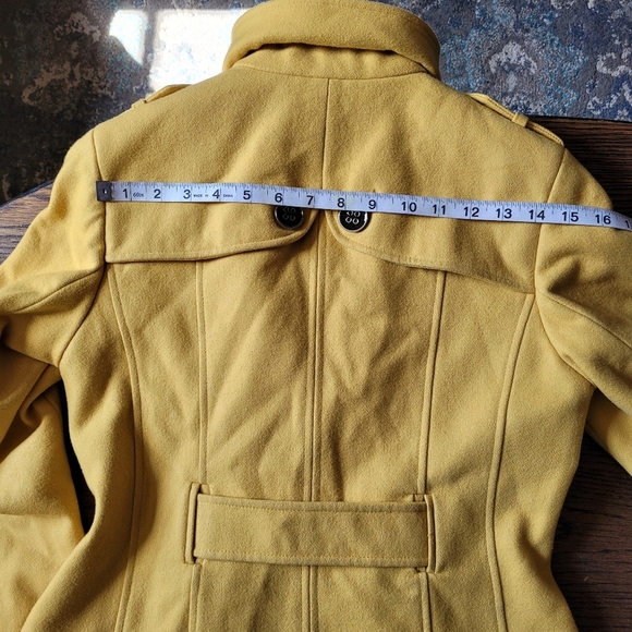 Green With Envy Mustard Yellow Wool Pea Coat Jacket Size Women's Small - Picture 12 of 15